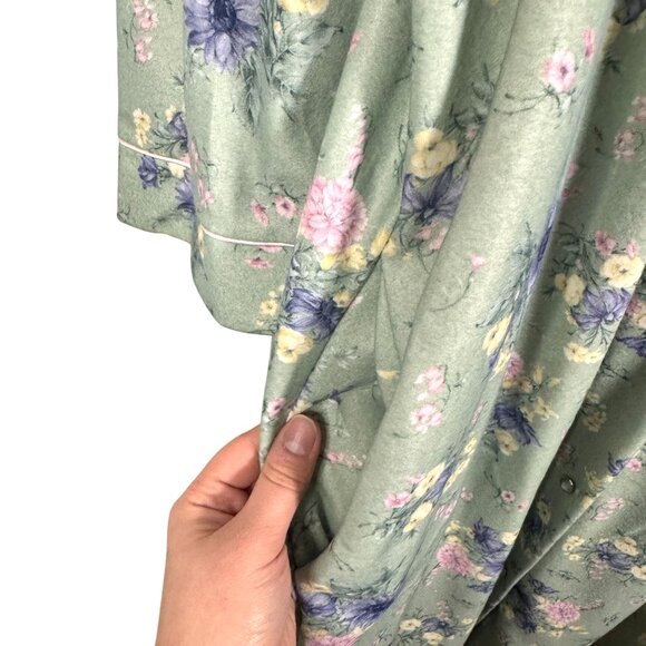 VTG Catherines Womens Green Floral Long Sleeve Button-Front Nightgown SZ 3XL - Picture 5 of 8